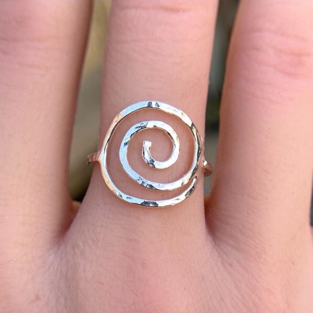 Sterling silver spiral ring, Swirl symbol ring, handmade ring, made to o…